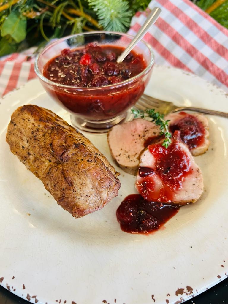 Pork Tenderloin with Brandied Cranberry Sauce - The Village Grocer