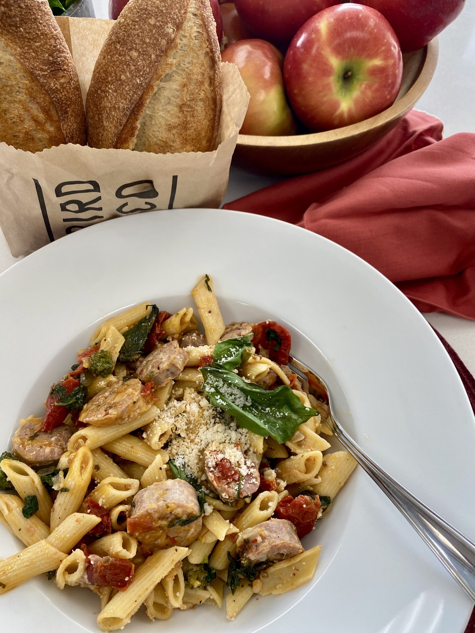Penne with Italian Sausage, Mushrooms and Sundried Tomatoes - The Village Grocer